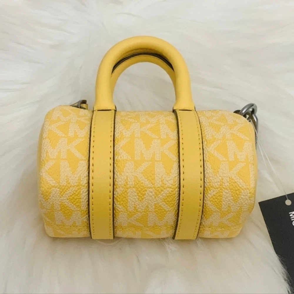 💛▪️MICHAEL KORS ▪️yellow MICRO DUFFLE KEYFOB BAG 4.5 x 3